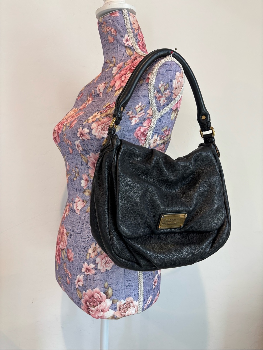 Marc by Marc Jacobs Classic Q Lil Ukita Black Pebbled Leather Hobo Bag